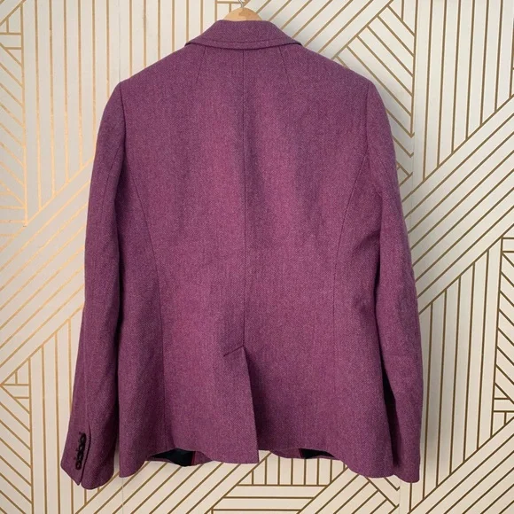 J. Crew 100% Wool Hack-ing Jacket Herringbone
Tweed purple leather buttons 14 - Picture 7 of 9